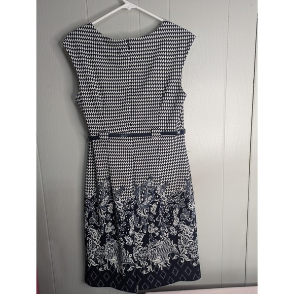 I Le New York Blue White Dress with belt size 10 casual work business - Picture 5 of 8